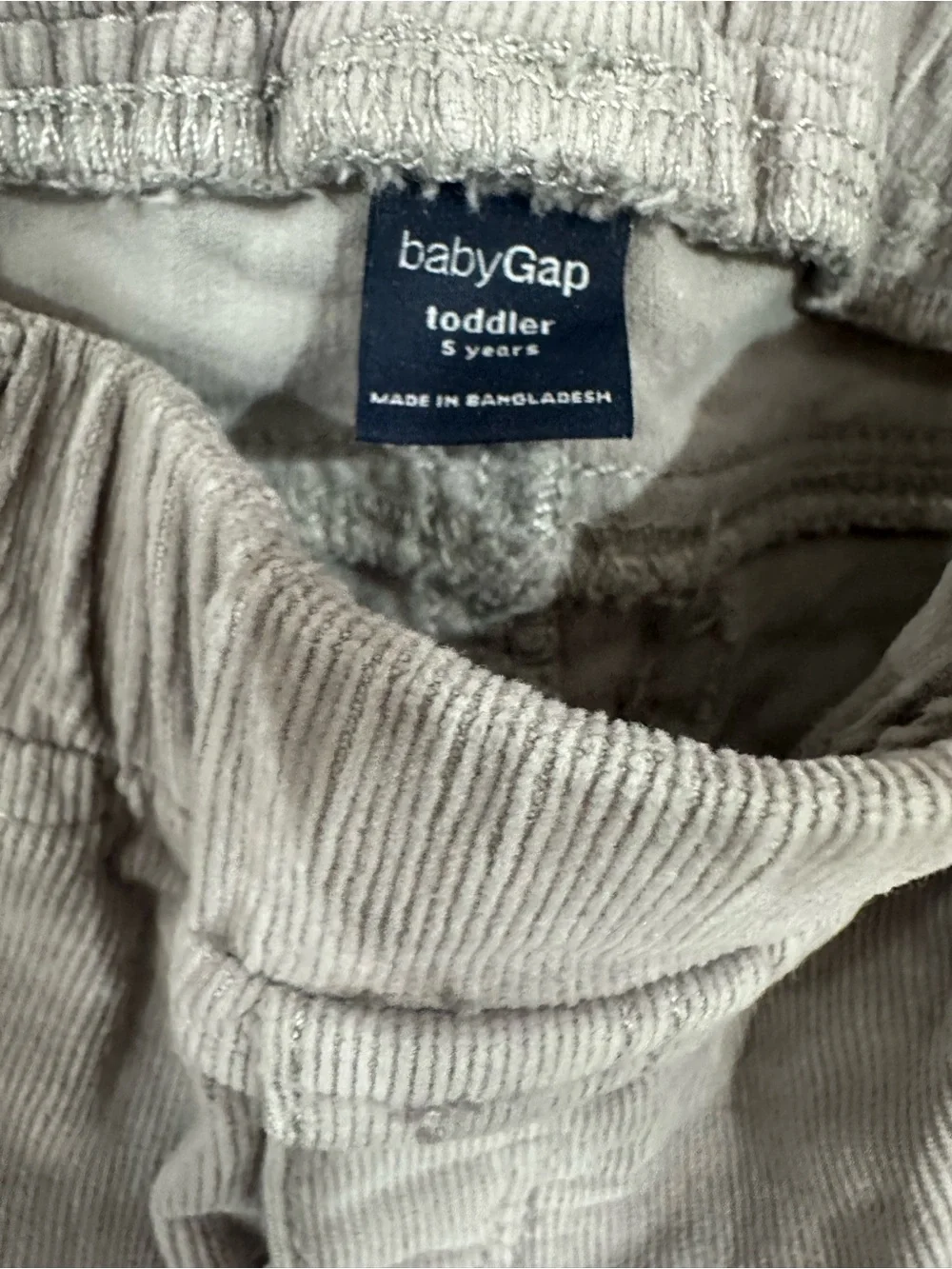 Gap Girls Gray Corduroy Elastic-Waist Pants Size 5
